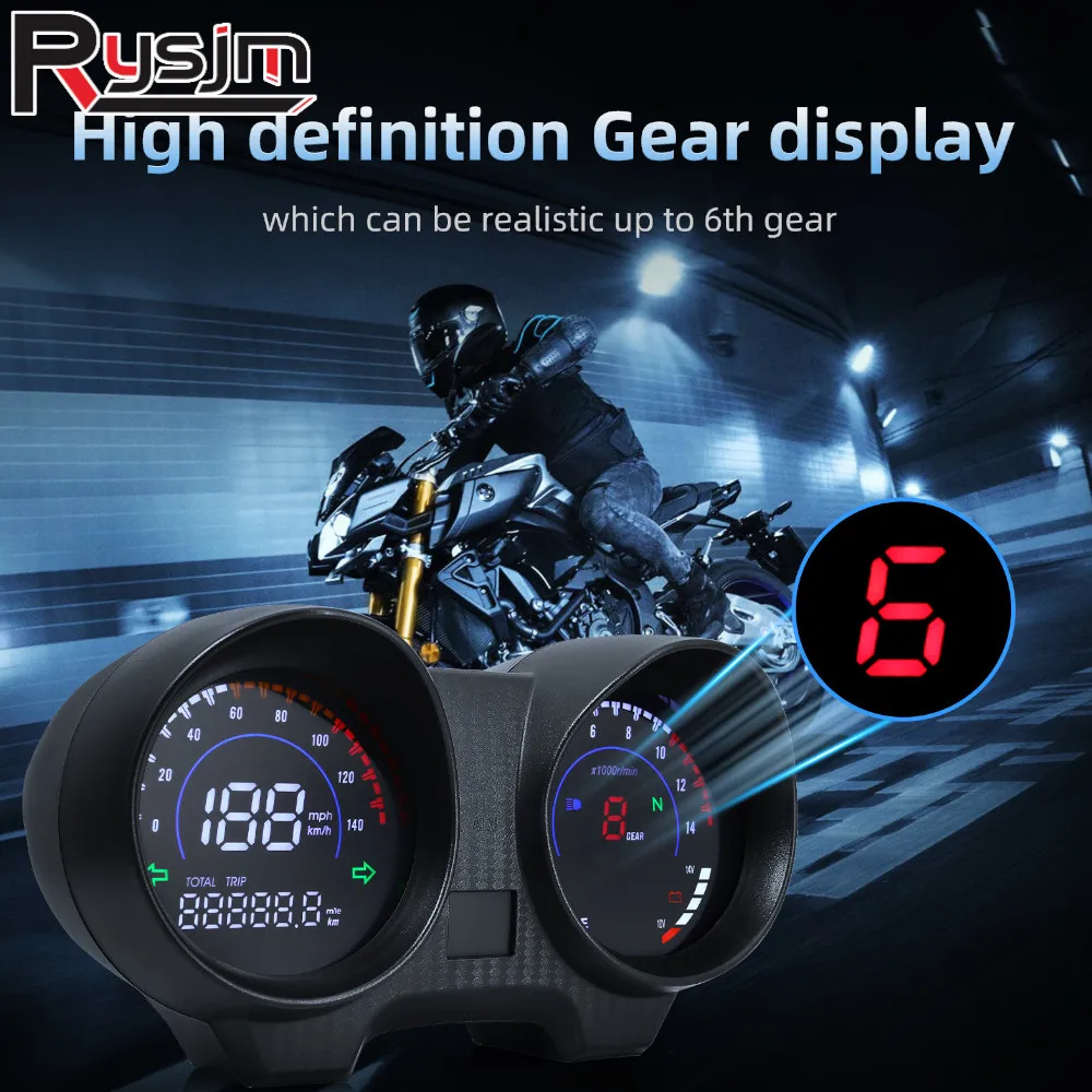 New Upgrade LED Digital Dashboard Motorcycle Speedometer MPH/KMH RPM Fuel Gauge Volt Voltmeter Gear Display For Brazil TITAN150