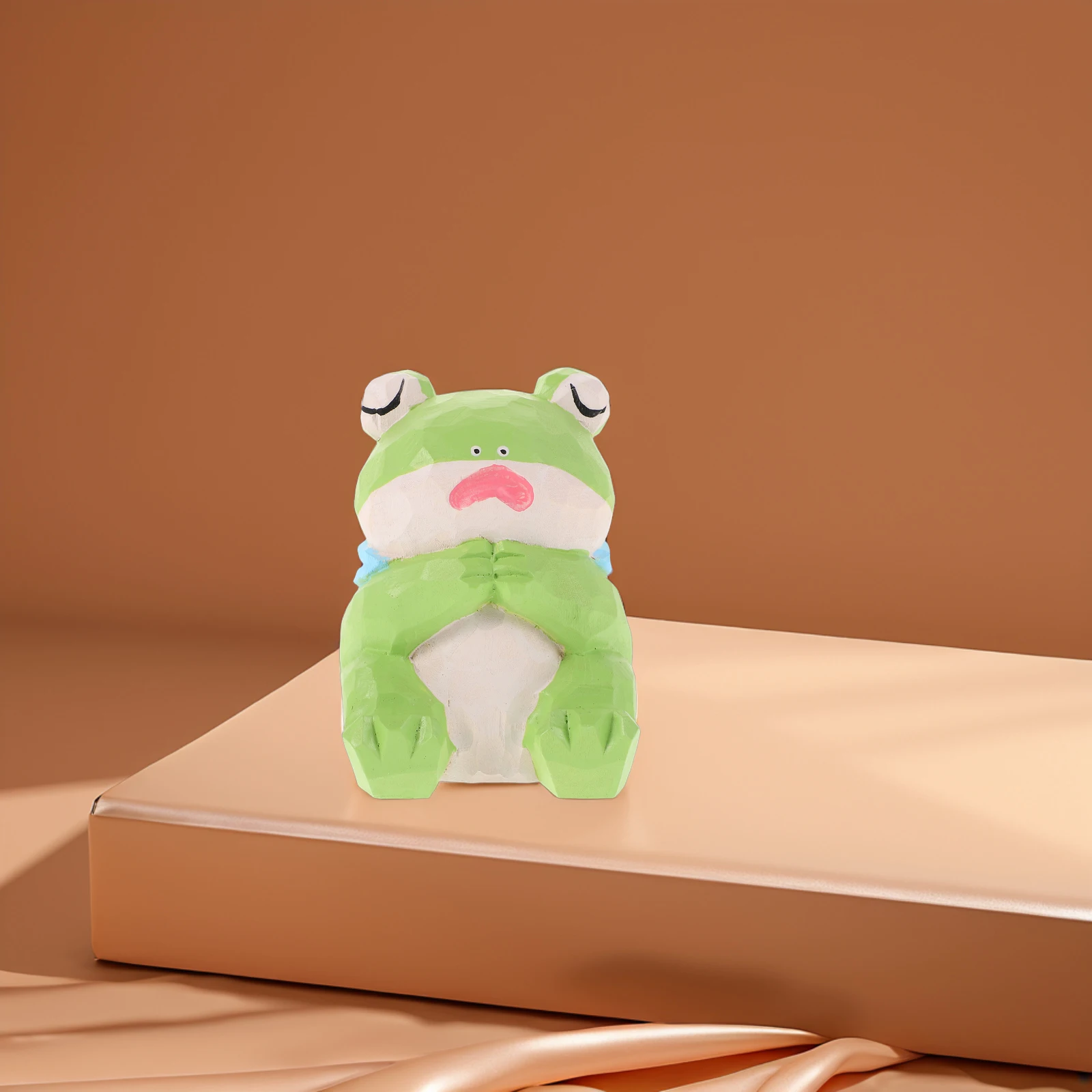 

Wood Carving Ornaments Frog Decorations Desktop Diy Cartoon Figurine Decorative Statue Animal