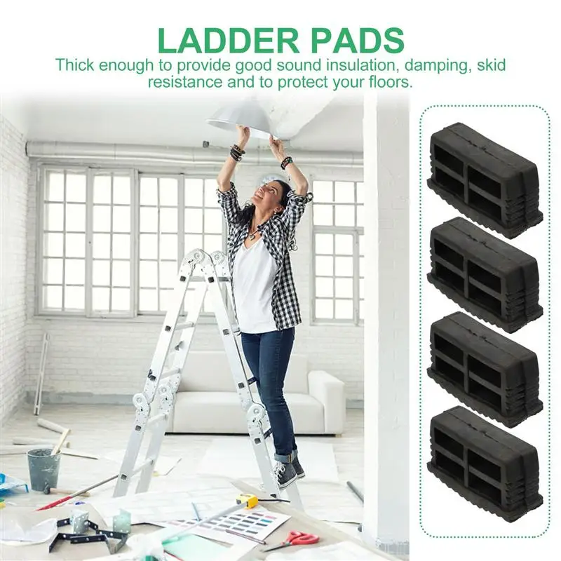 4pcs Ladder Leg Protector Extension Ladder Feet Rubber Pads Chair Leg Protectors Telescoping Ladder Feet Mat Ladder Legs Covers