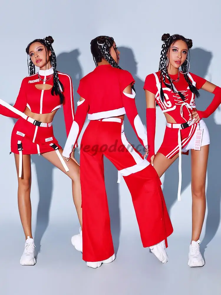 Girl Group Performance Red Hip-hop Street Dance Korean Dance Singing Jazz Dance Costume