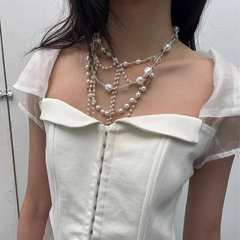 

Beauty Makeup Exquisite and simple design pearl necklace women's niche multi-layer stacking wearing versatile retro necklace