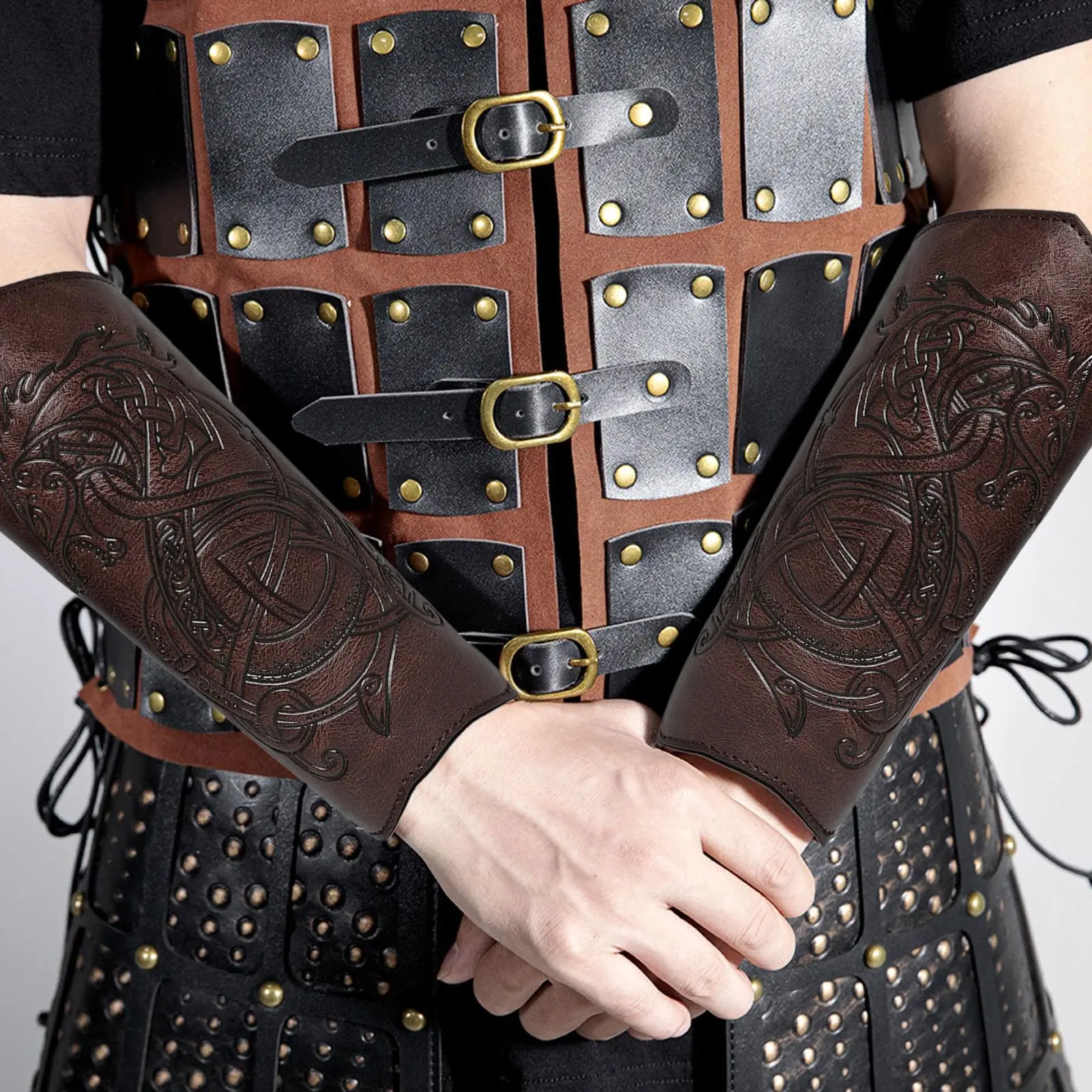 

1/2PCS Adjustable Buckles Bracers Cosplay Gauntlets Historical Reenactment Gears For Medieval Reenactment