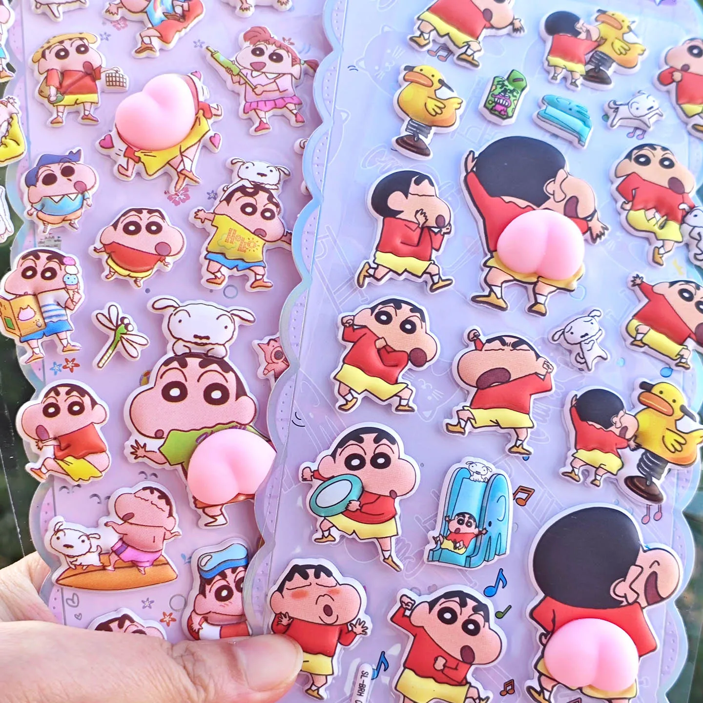 Kawaii Crayon Shin Soft Cute Butt Stickers Pinch Decompression Duy Phone Case Sticker Student Stationery Waterproof Sticker Gift
