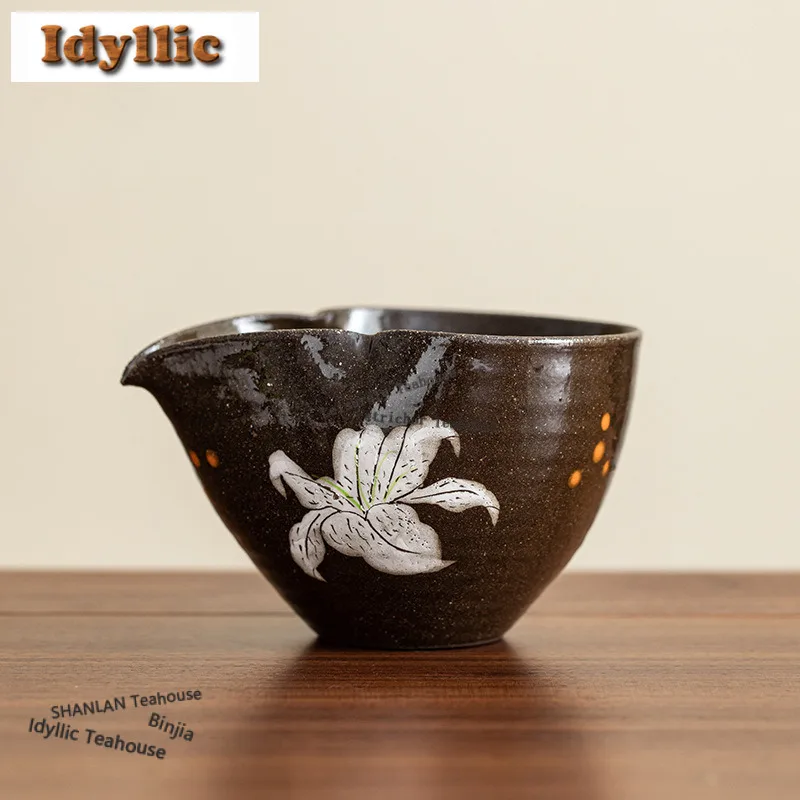 

150 мл ручная роспись кувшин для чая с тыквой белой лилии, роскошный горшок для совместного использования ча-хай, диспенсер для ча-хай, чашка для справедливости, кружка для напитков