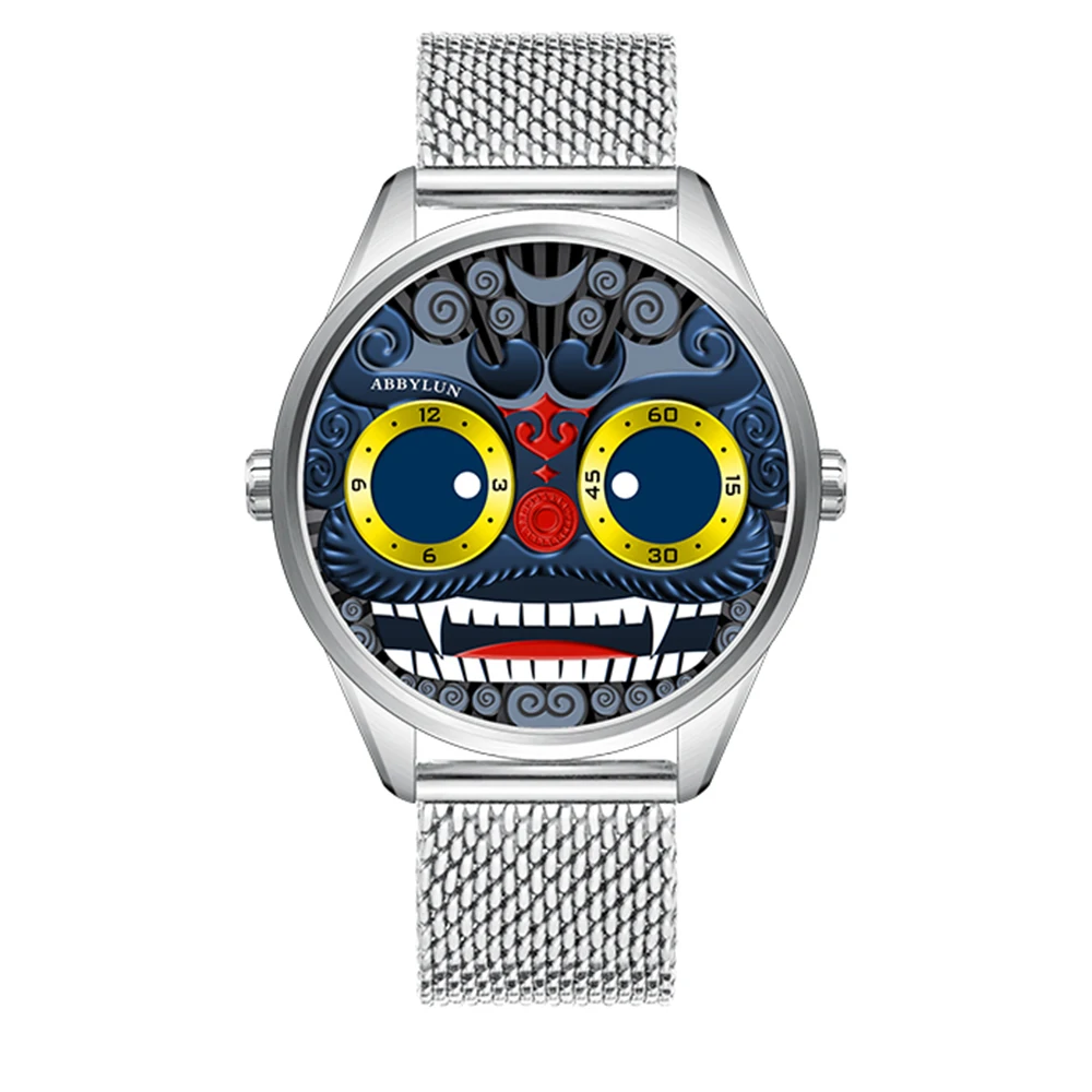 Joker Watch Men Fashion Quartz Wristwatches Chinese Lion Dance Watches Personality Street Culture Design Clocks 42mm ABBYLUN