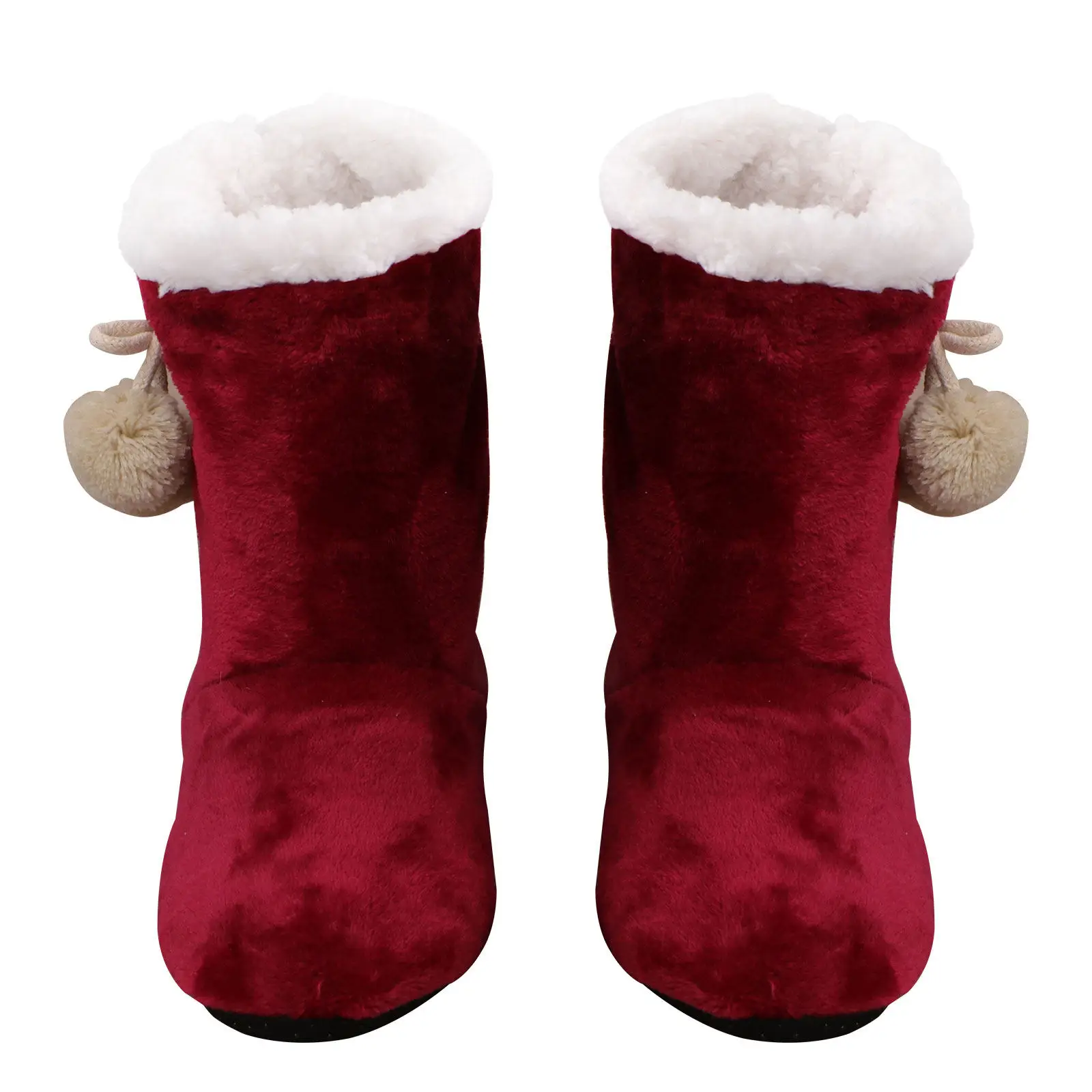 1Pair Warm Floor Boots Indoor Winter Hard-Wearing Cotton Shoes For Women Non-Slip Durable Comfortable Coral Fleece Lined