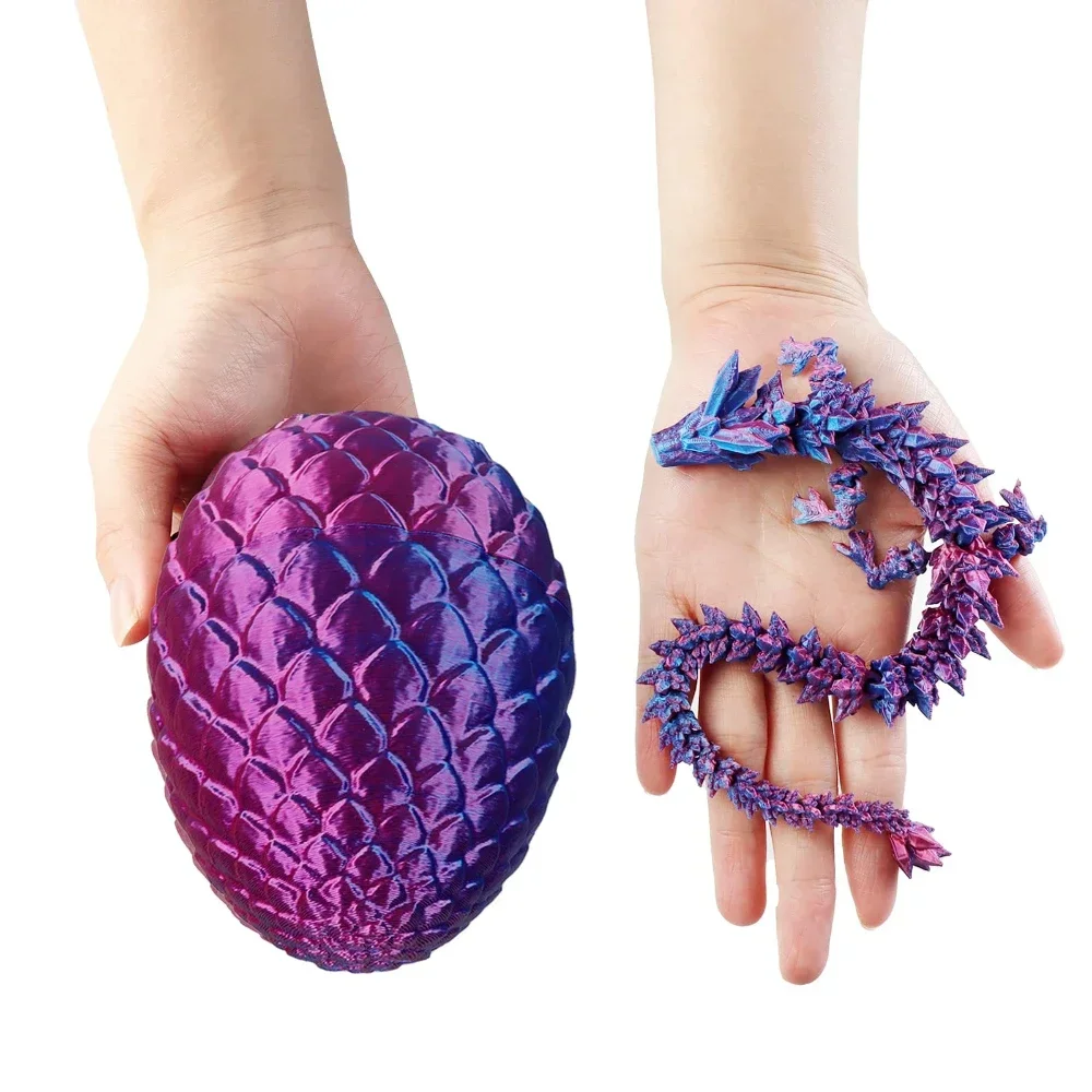 22cm 3D Printed Dragon 8.5cm Dragon Egg Set Gemstone Dragon toys Fully Articulated Crystal Dragon Collectible Surprise toy image 3