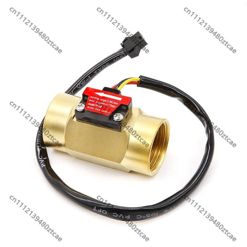 Brass Water Flow Sensor, G3/4 Inch Female Port, 2-50L, 3.5-24V, Turbine Flow Meter for 100°C Hot Water, OEM Available