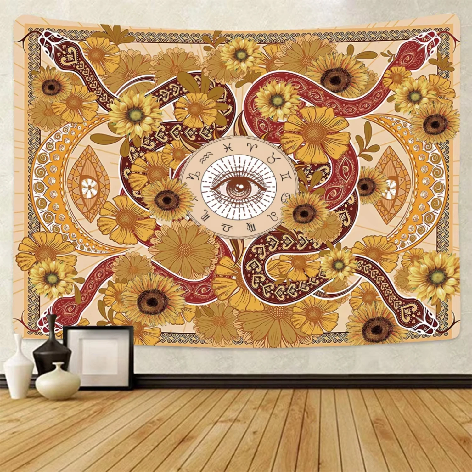 Twelve zodiac constellation mandala snake hanging cloth for home room decoration background fabric room decor aesthetic