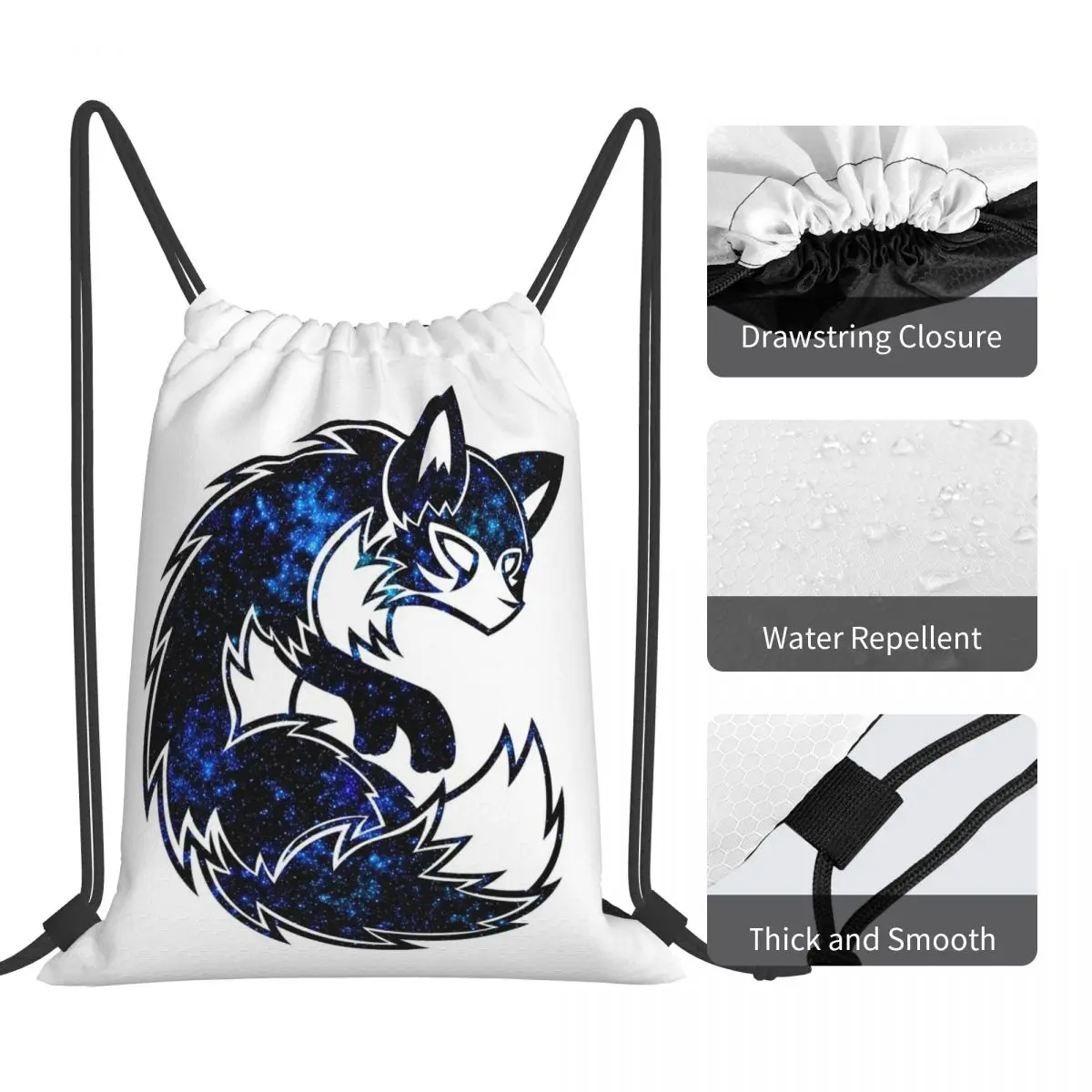 Galaxy Fox Backpacks Fashion Portable Drawstring Bags Drawstring Bundle Pocket Storage Bag Book Bags For Travel Students