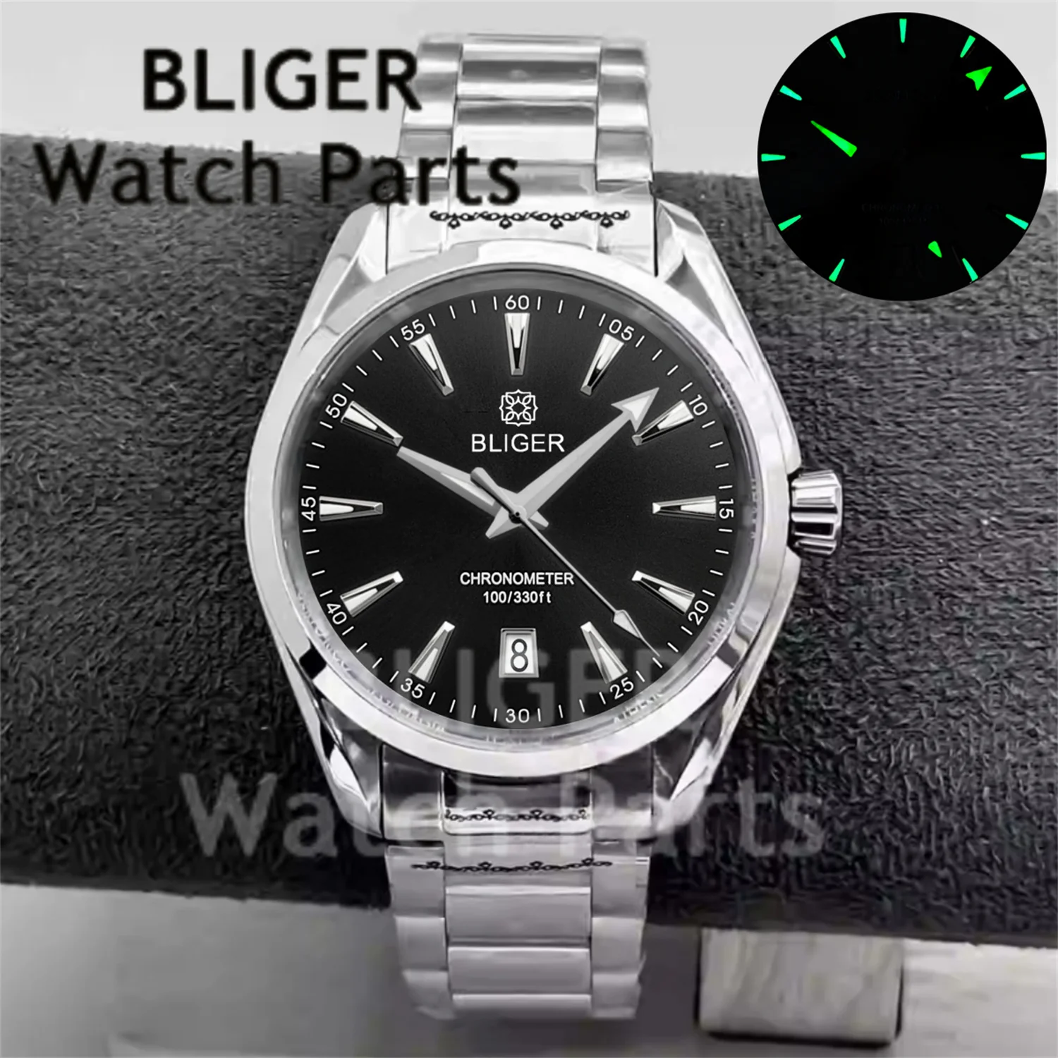 BLIGER 40 مللي متر موضة AT150 ساعات رجالية تاريخ الساعة 6 NH35A ساعة ميكانيكية للرجال 10Bar الصلب غواص الياقوت الزجاج مقاوم للماء