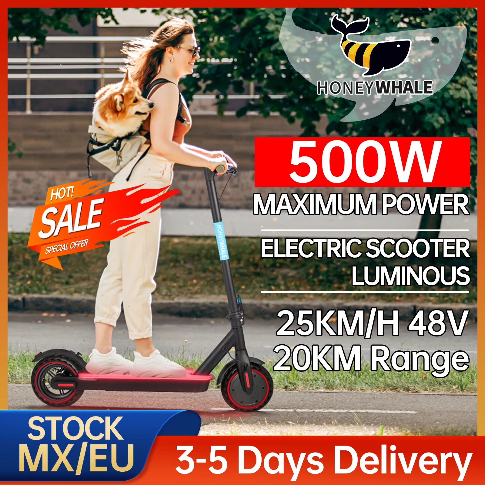 

HONEYWHALE S2 foldable electric Scooter for adults brushless Motor electric skate 500W max speed 25 KM/H 4 colors illuminated pedals shipping from Mexico free shipping