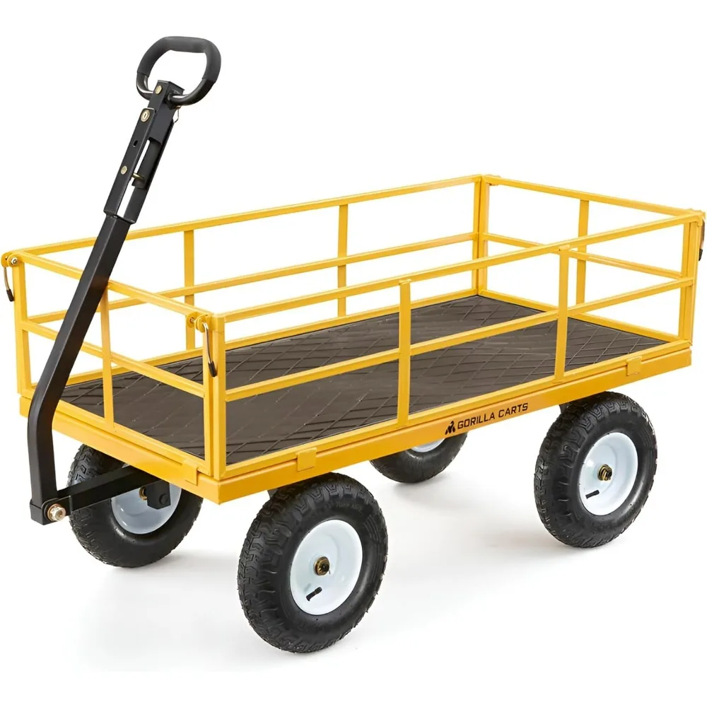 

Heavy Duty Utility Cart, All Terrain Garden Wheelbarrow Wagon, 1200 Lb, Yellow - Gardening Equipment for Yard, Lawn, and Outdoo