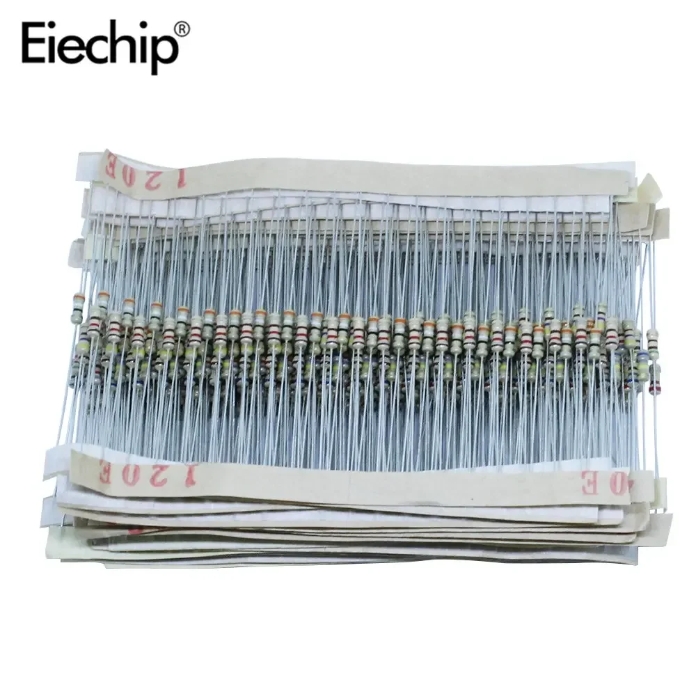 Kit assortimento di resistori a pellicola al carbonio, 1500, 1/4, 5%, 75 valori, 1 ohm-10M, ohm,