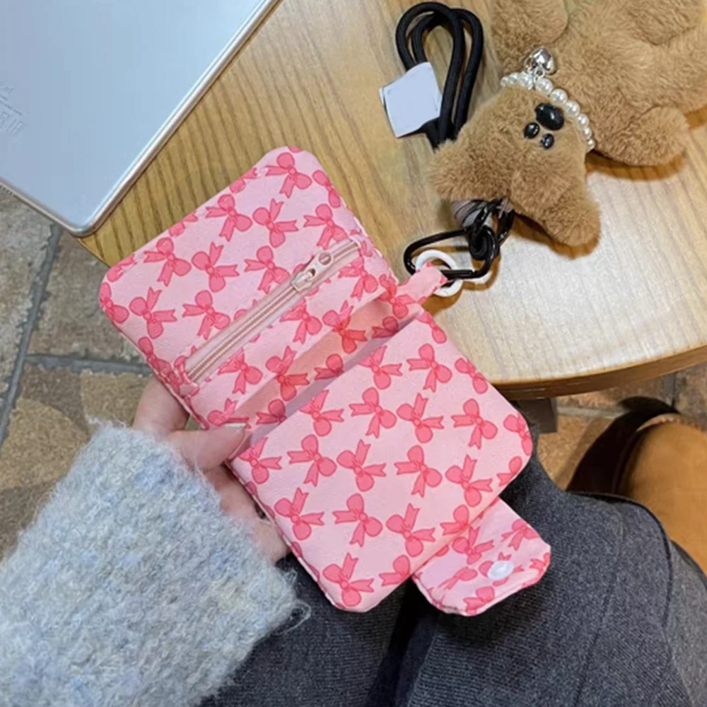 

Bow Print Coin Purse For Women Cute Snap Fastener Pouch Simplicity Card Coin Key Storage Bag Mini Purse Wallet For Girls