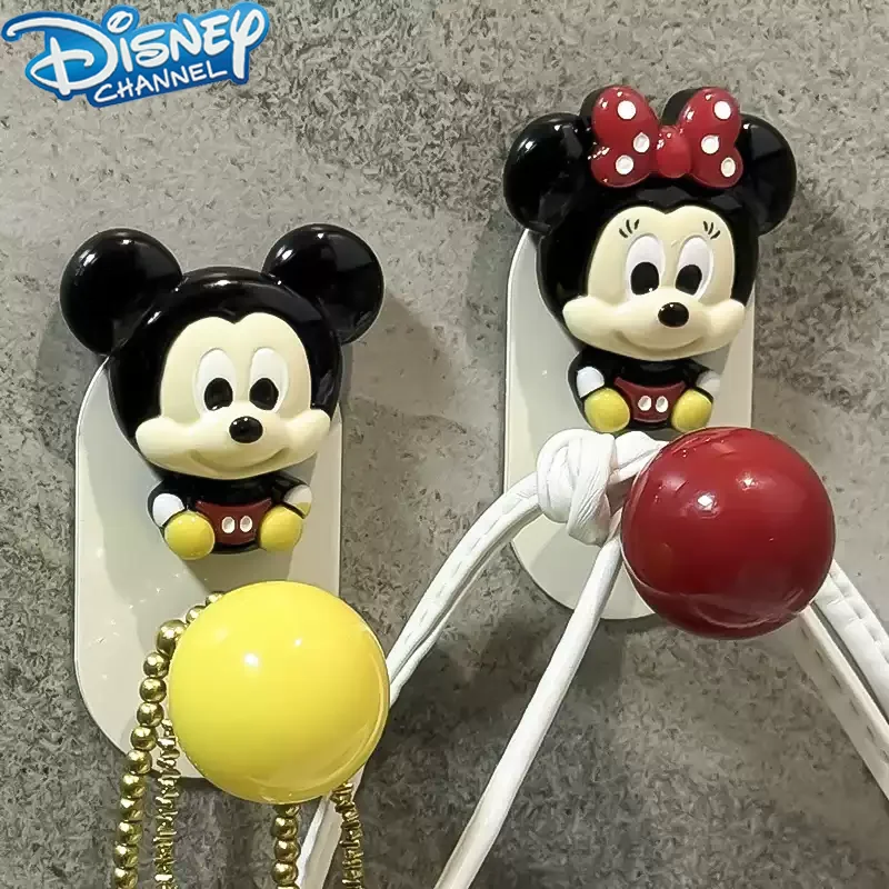 Cute Disney Mickey Minnie Shelving Cartoon Color Ball Stick Hook Refrigerator Sticker Punch Free Entry Door Back Storage Shelf