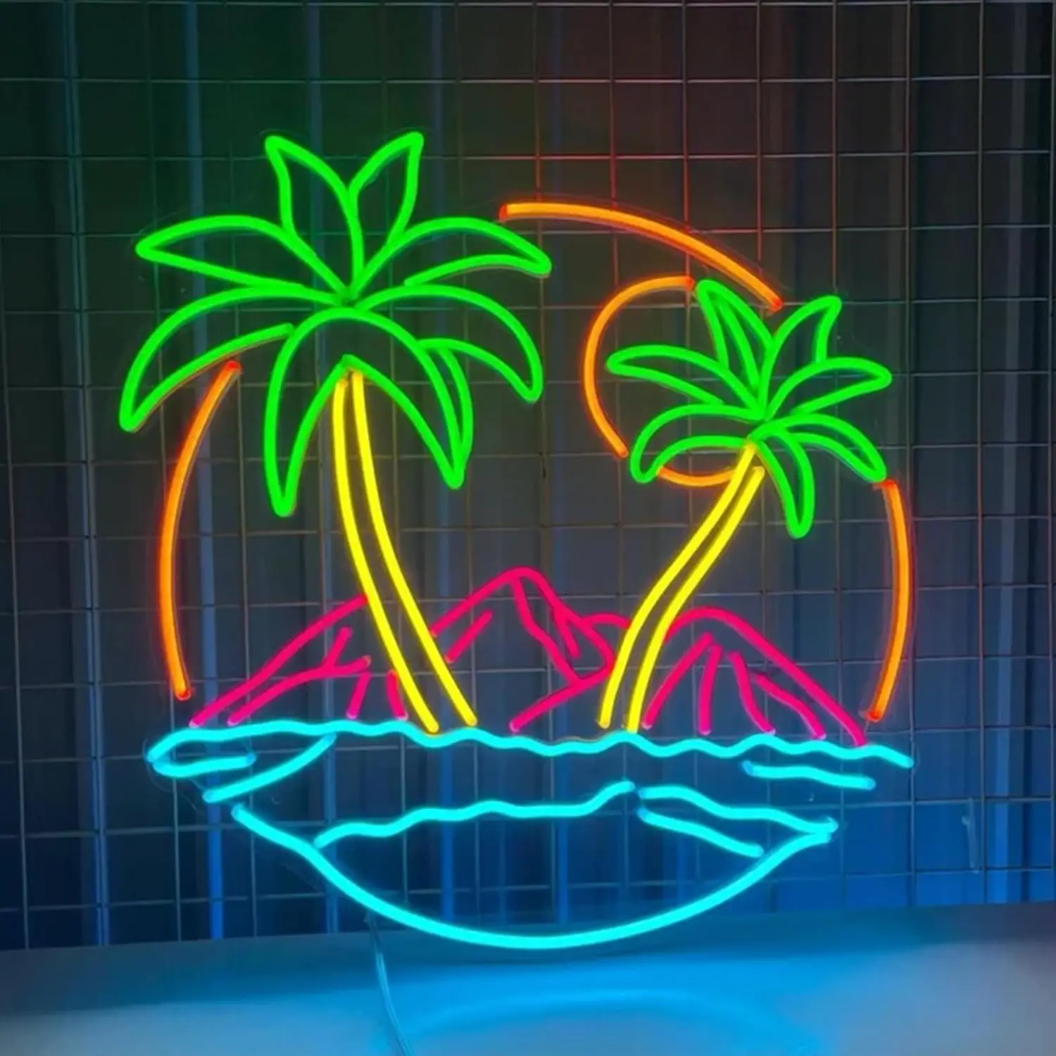 Tropical  Palm Tree LED Neon Sign USB Neon Light Beach Patio Tiki Bar Vacation Rental Summer Wall Decor Holiday Party Gift