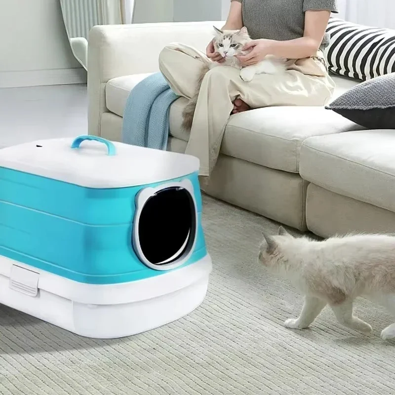New Large Fully Enclosed Cat Litter Basin Splash Proof Foldable Cat and Dog Cleaning Supplies Dog Toilet Pet Products