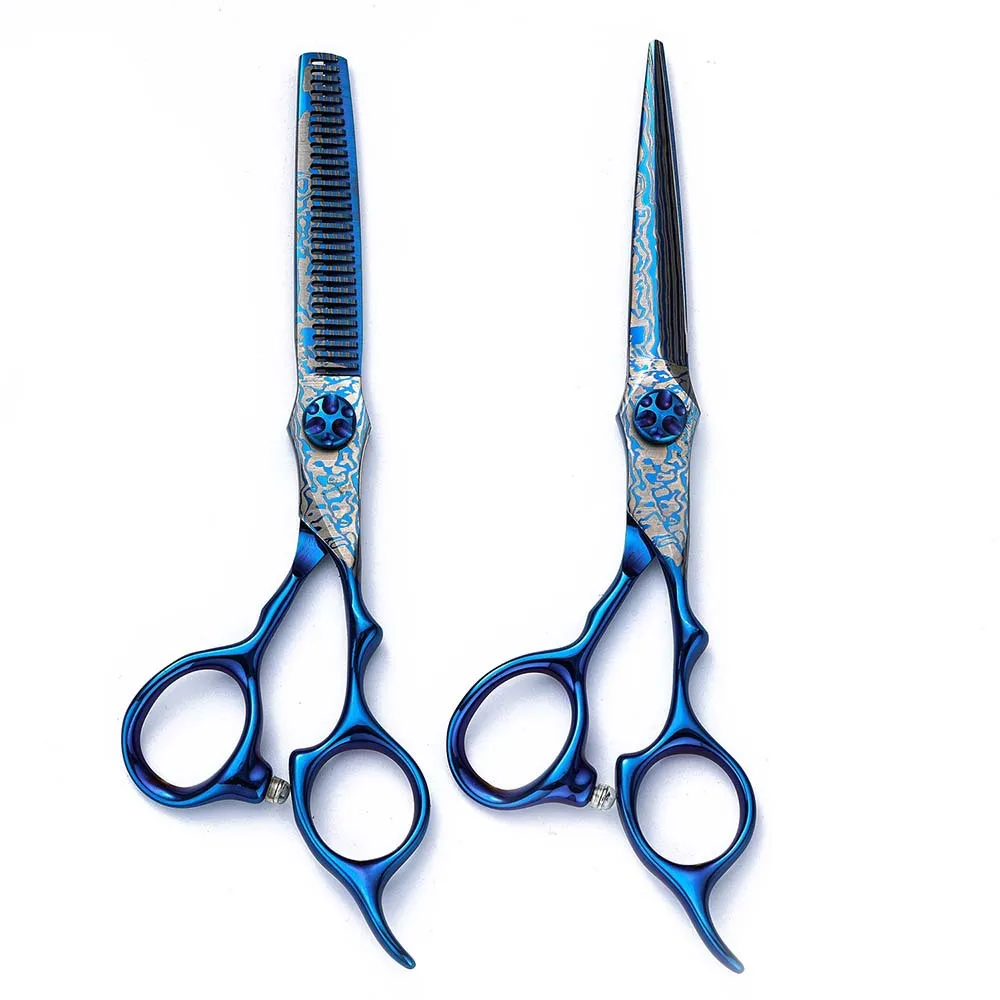 

6Inch Blue Barber Shears, Seamless Thinning & Trimming Scissors Kit for Bangs Layers Salon Home Use