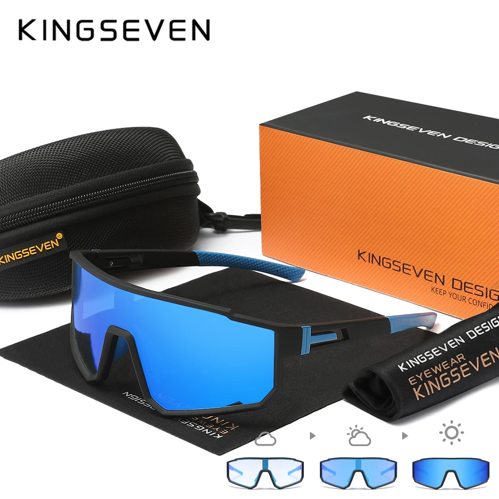 KINGSEVEN نظارات شمسية رياضية كاجوال لركوب الدراجات موضة الرجال والنساء UV400 نظارات واقية فوتوكروميك نظارات الطريق للدراجات الجبلية