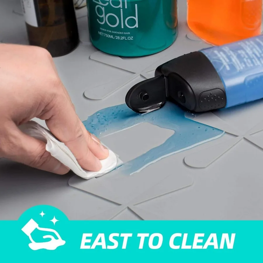 حصيرة تحت المغسلة مقاس 37 بوصة × 22 بوصة مقاومة للماء، ورف درج المطبخ وبطانة الخزانة، وواقي الحوض لمنظمي الحمام