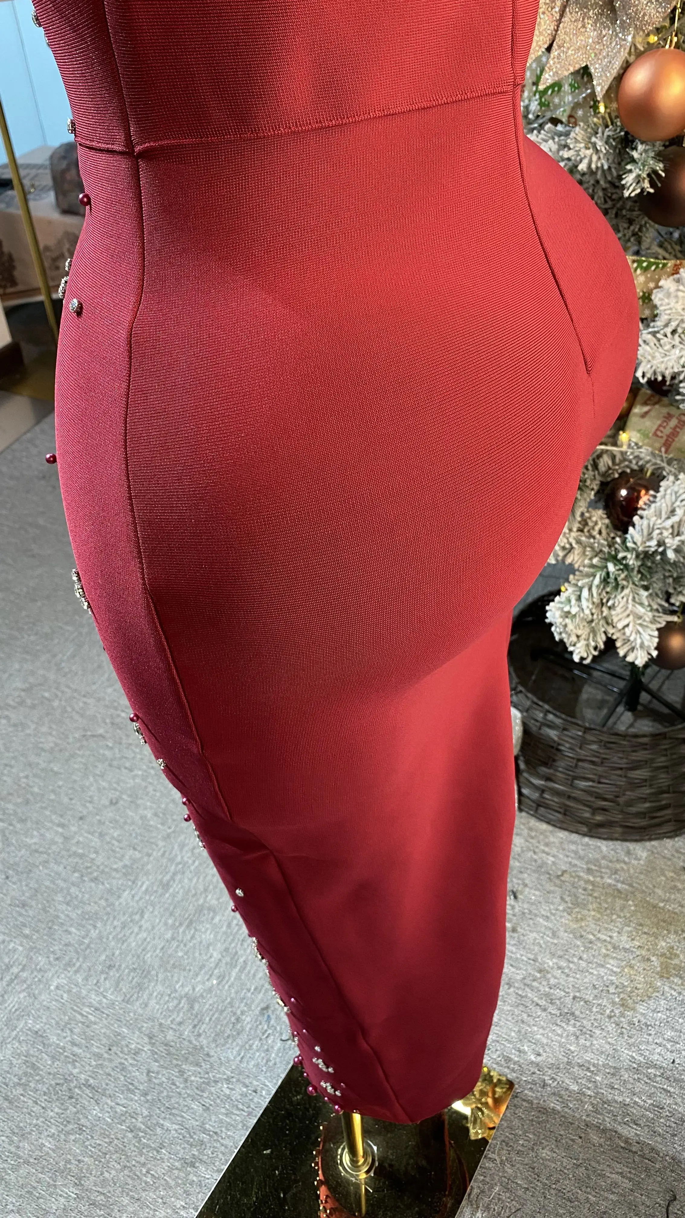 Vestido maxi feminino de luxo, sem mangas, diamante, pérola, bandagem, costas nuas, sexy e slim fit, vestido de festa-GZXX399