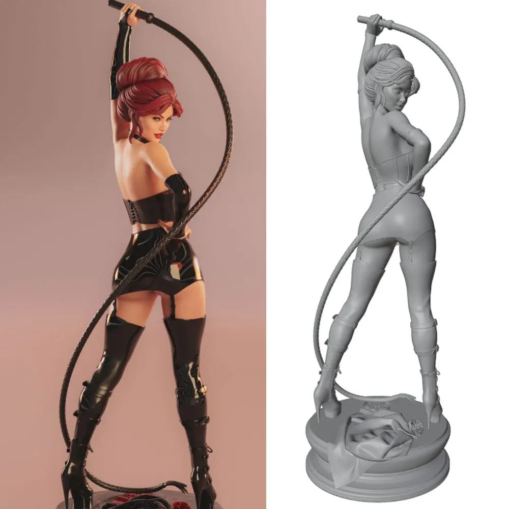 1/24 Room Decoration Items Sexy Girl Holding Whip Unassembled And Unpainted Sexy Female Resin Figures  3d Figuren Bausatz