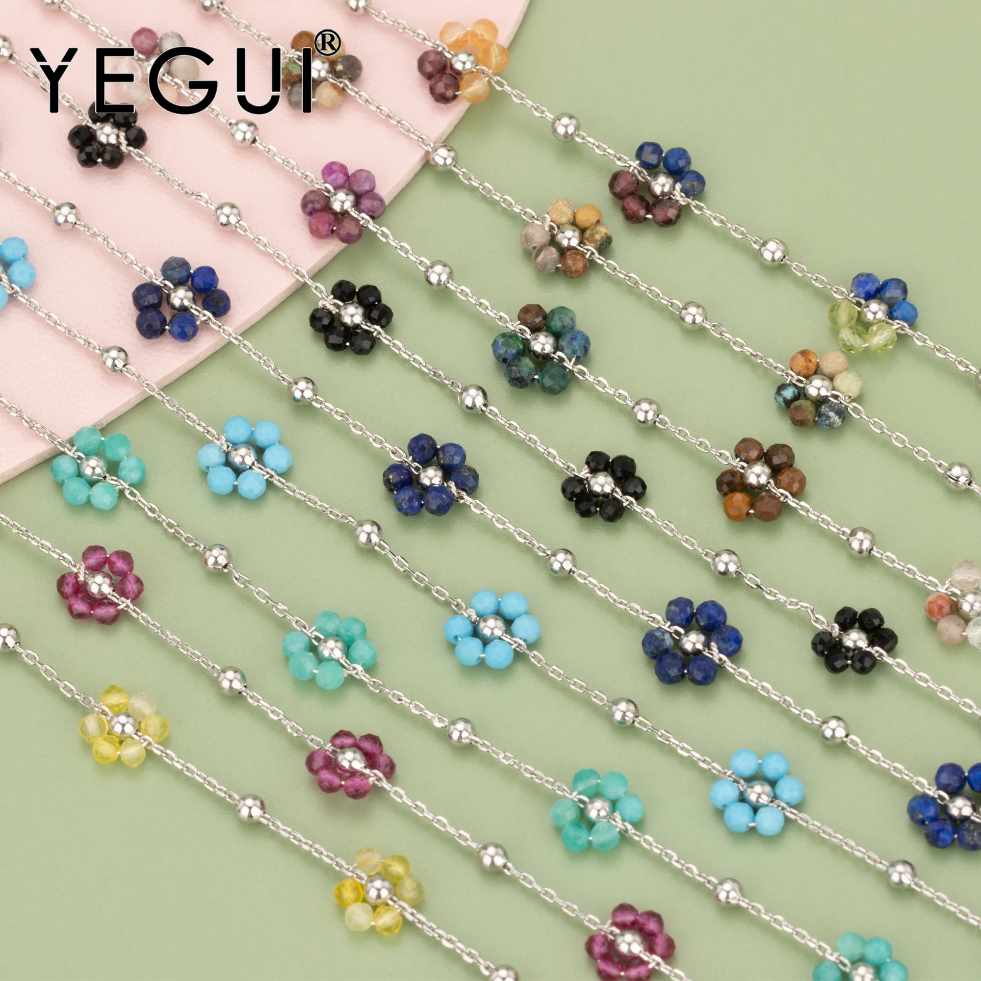 YEGUI C293B,diy chain,stainless steel,natural stone,hand made,jewelry findings,jewelry making,diy bracelet necklace,1m/lot