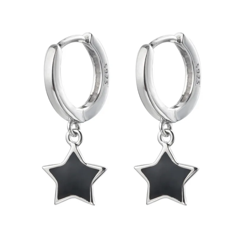 CIAXY Silver Color Small Five-pointed Star Earrings for Women Girl Simple Korean Fashion Ear Buckles Earring Trendy Jewelry