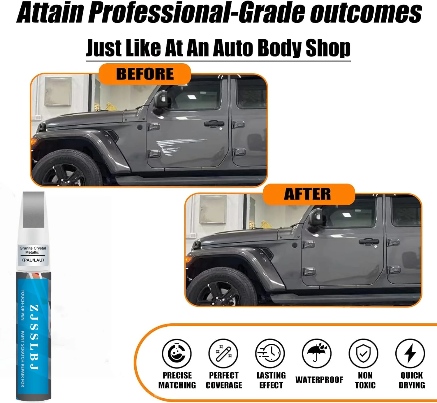 Granite Crystal Metallic Touch up Paint Pen for Jeep Car Scratch Repair Two-In-One Premium Quality Paint
