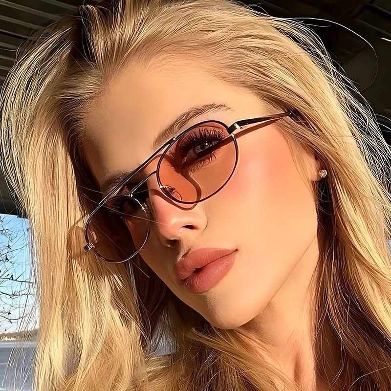 

Vintage Oval Sunglasses, Metal Double Bridge Small Frame Glasses, Luxury Women's Sunglasses Fashion Trend, Men's Punk Sunglasses