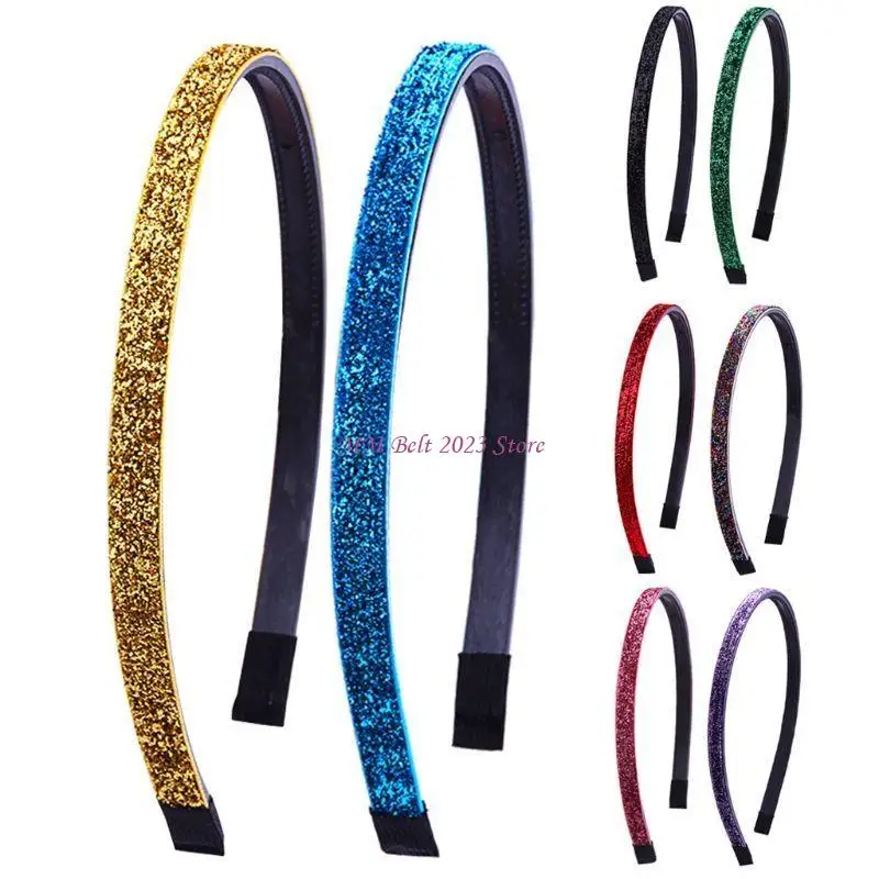 49me 8pcs نساء الفتيات ملونات عصابة رفيعة براقة بريق لا تقل عن الشعر