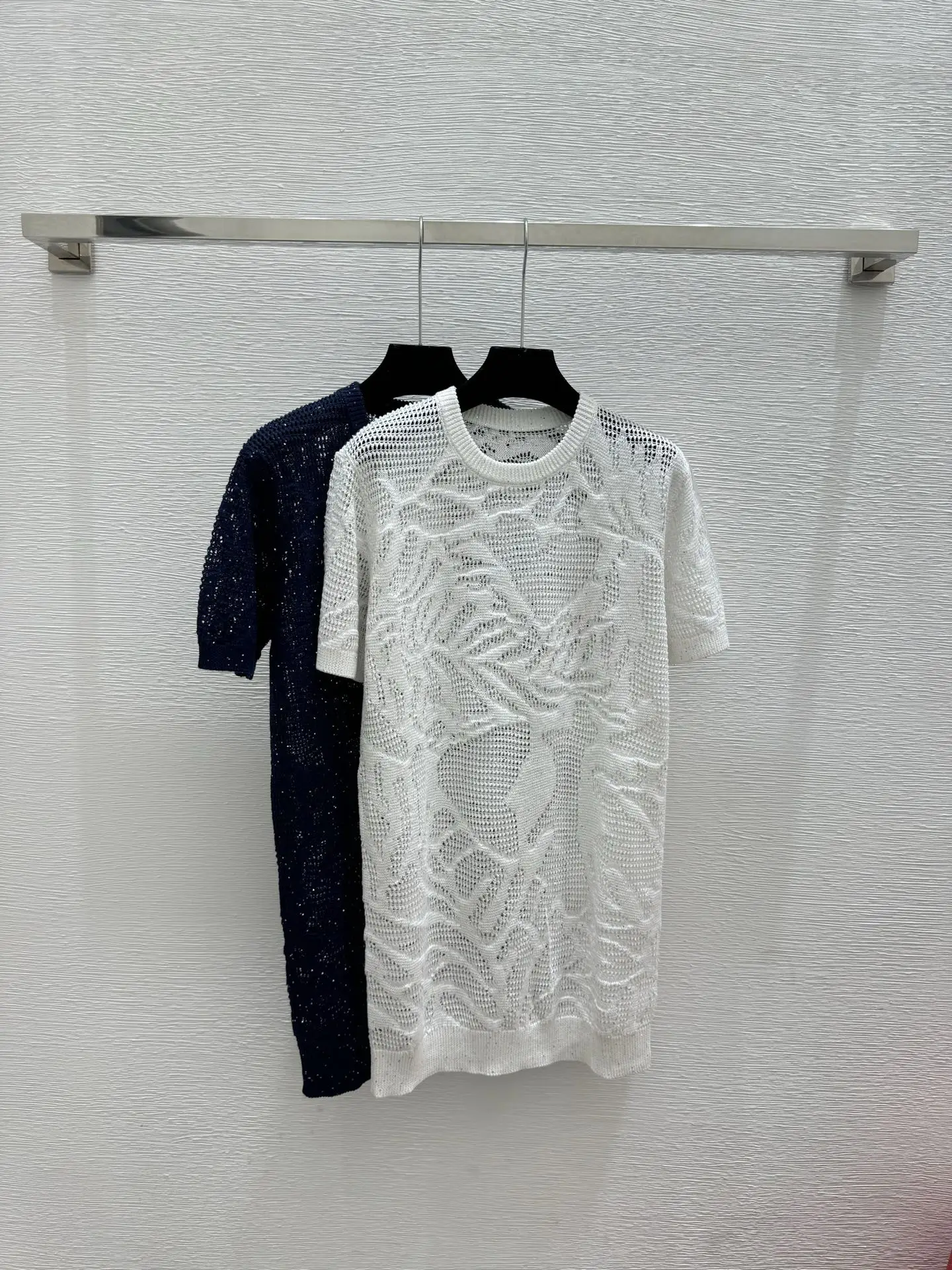 

New Spring/Summer High-Quality Fashion Floral Hollow-Out Round Neck Knitted Dress For Women