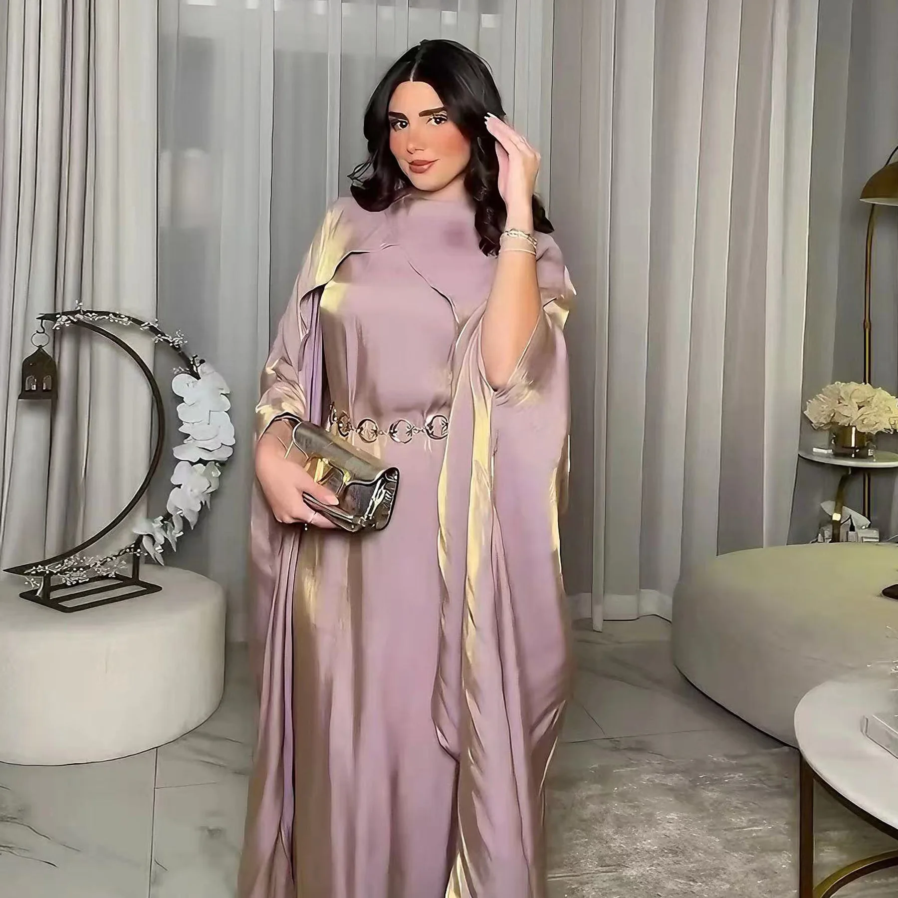 Islamique EID dubaï Abaya Hijab ensemble de luxe robe de soirée musulmane femmes Robes élégant papillon modeste soirée Abaya robe écharpe costume