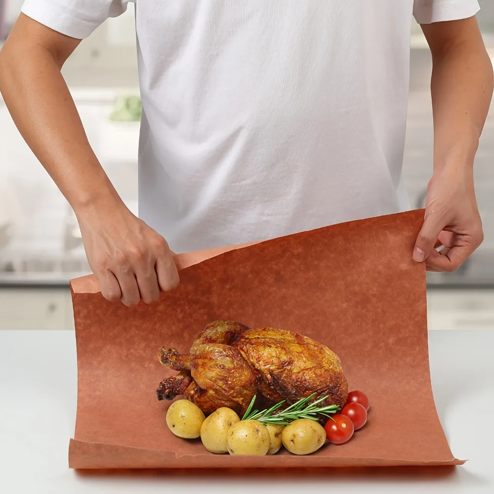 厚手の肉屋用紙ロール-耐熱木材パルプ-燻製肉包装紙-生分解性-破れにくい
