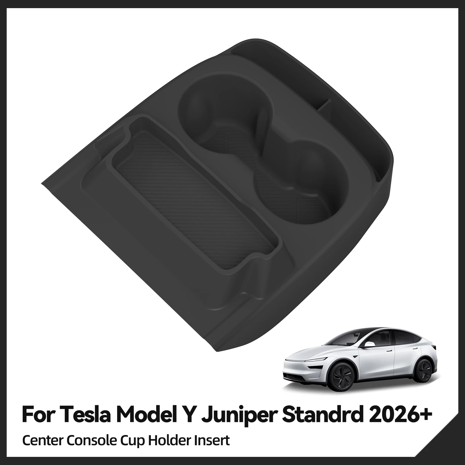 Smabee for Tesla Model Y Standard RWD 2025 2026 Water Cup Holder Insert Car Cup Box Shock-Absorbing Tray Silicone Organizer