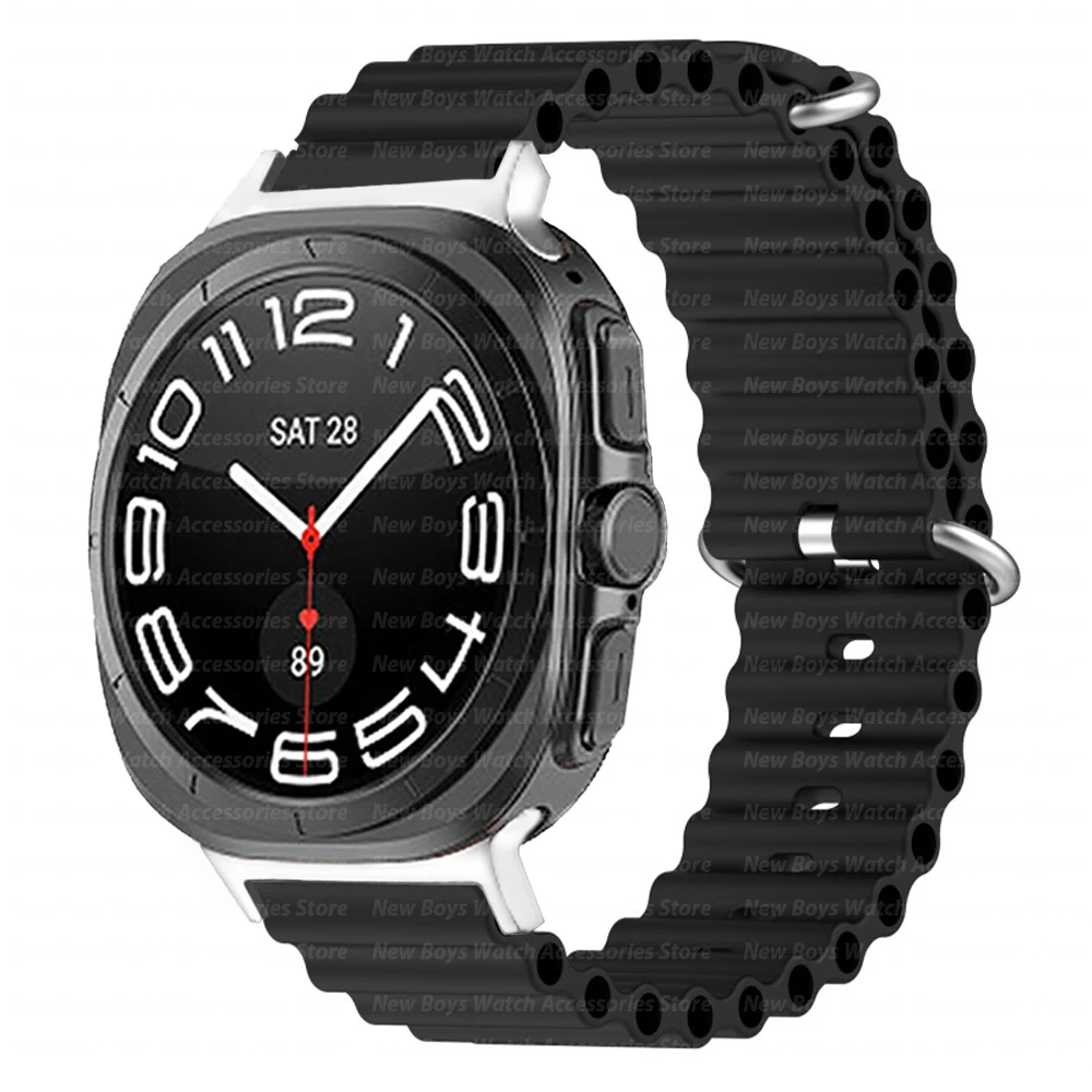 حزام سيليكون المحيط لساعة سامسونج جالاكسي 7 الترا 47 ملم للجنسين سوار رياضي لساعة جالاكسي 7 47 ملم بدون فجوات سوار نهاية منحني