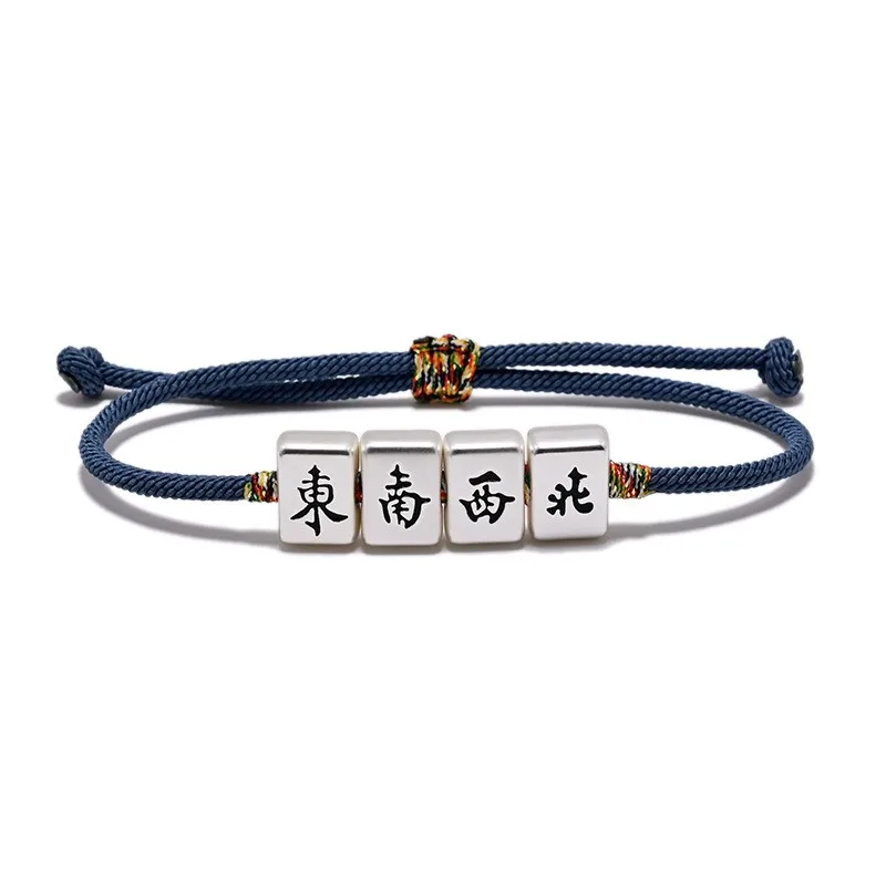 2023 New Personalized Ancient Method Retro Mahjong Wealth Bracelet Handwoven Bracelet Popular