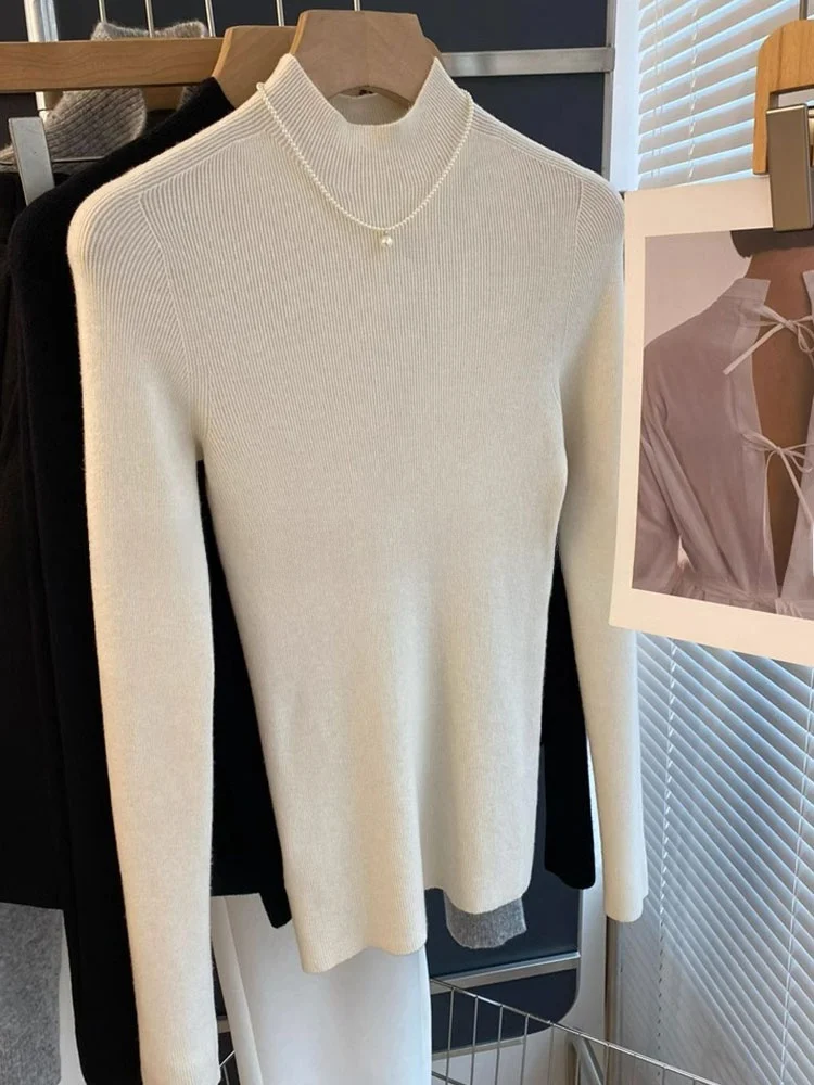 Koreanischer Sle Slim Fit Pure Color Simple Ele Base IRT 2025 Neuer Lazy Sle Top Damen Faion Strickpullover