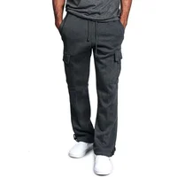 Pantalons de survêtement pour hommes, coupe droite, jogging pour le sport et le Streetwear, ample, surdimensionné, avec cordon de serrage, pantalons longs multi-poches 3