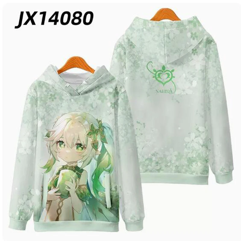 Anime gra Genshin wpływ Nahida 3D drukuj Zip Up kobiety/mężczyźni bluzy bluzy Streetwear Hip Hop Cosplay kurtka z kapturem na zamek błyskawiczny