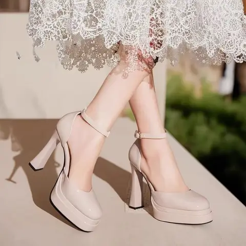 신발 고급스러운 섹시한 여성용 신발 하이힐 마리제너 초고힐 방수 플랫폼 신부 의상 웨딩 드레스 여름 가을 파티 힐 여성용 마리제너 신발 하이힐 마리제너 신발