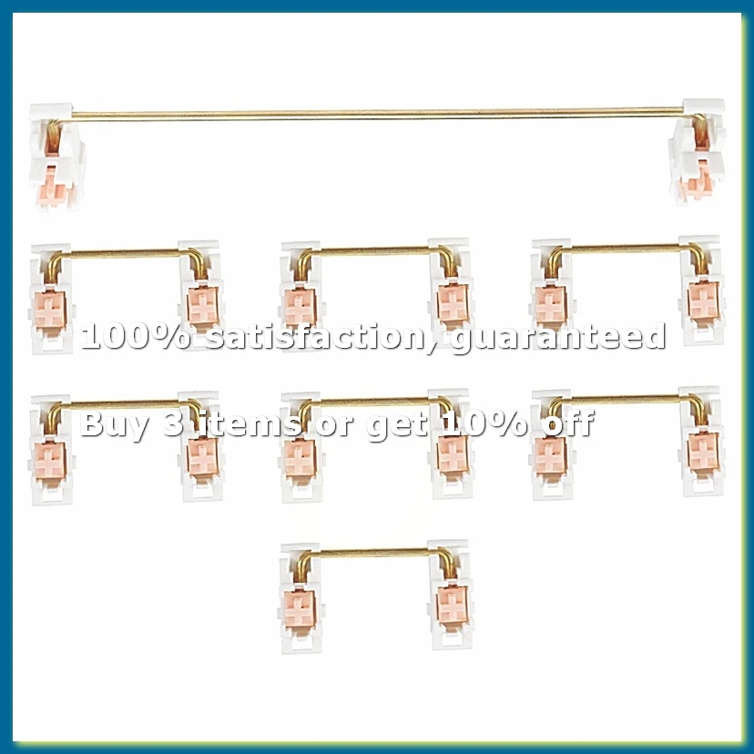 Gold Plated Plate Mounted Stabilizer for Custom Mechanical Keyboard 2U 6.25U (1+7, White Pink)-DTA9