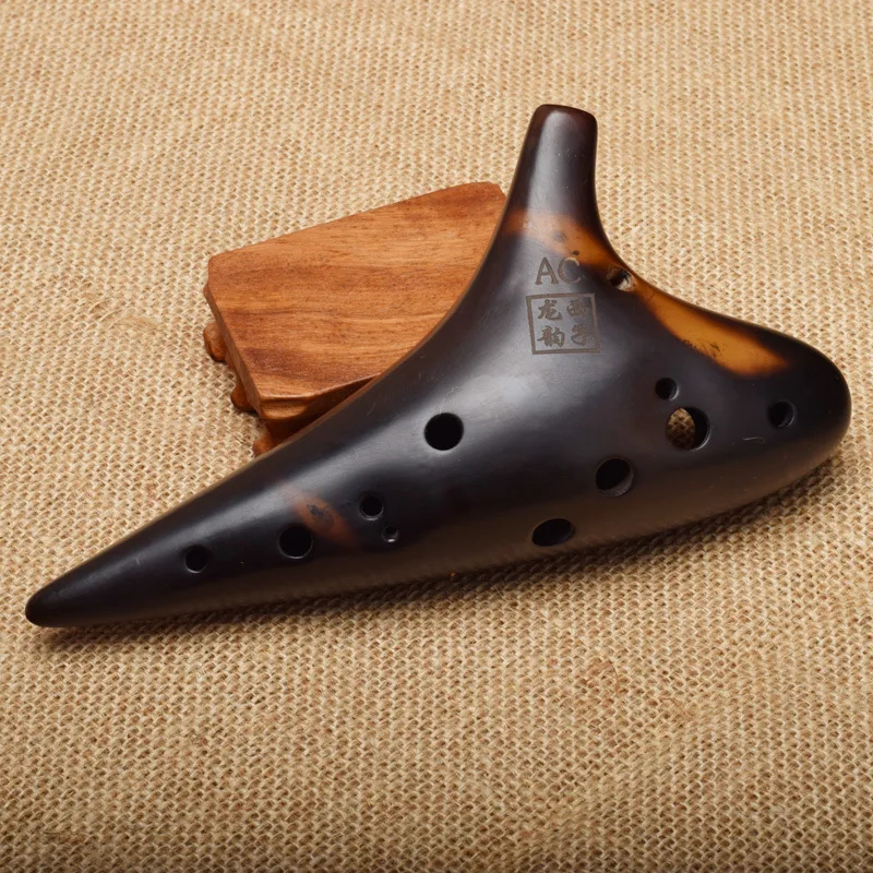 12 Hole AC Tuned Ocarina, Professional Performance Instrument for Adults Students, High-End Burnt Clay, Beginner Friendly
