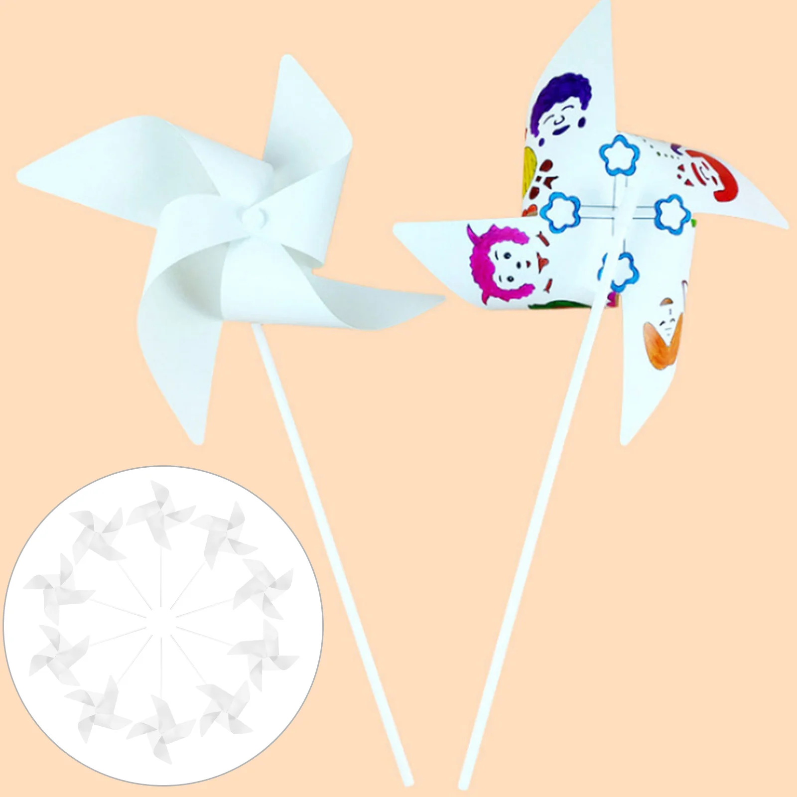 

24 Pcs Coloring Windmill Kids Paper Windmills Blank Graffiti Pinwheels for Learning Toy White Educational Craft