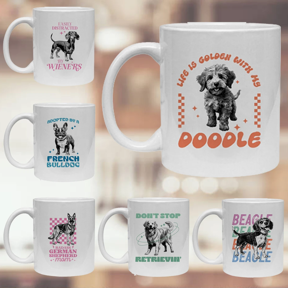 11oz niedlichen Hunde Muster Aufkleber Keramik Kaffeetasse mit Griff Küche Wasser Tasse Büro Trink geschirr Geschenke für Haustiere Liebhaber Besitzer