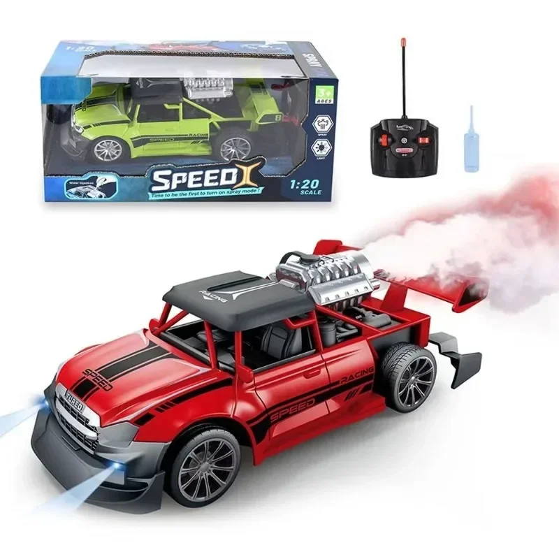 1:20 RC Racing Car 2.4G รีโมทคอนโทรลรถบรรทุกควันไฟสเปรย์ไฟฟ้ารถวิทยุควบคุมเครื่องของเล่นสําหรับ boy