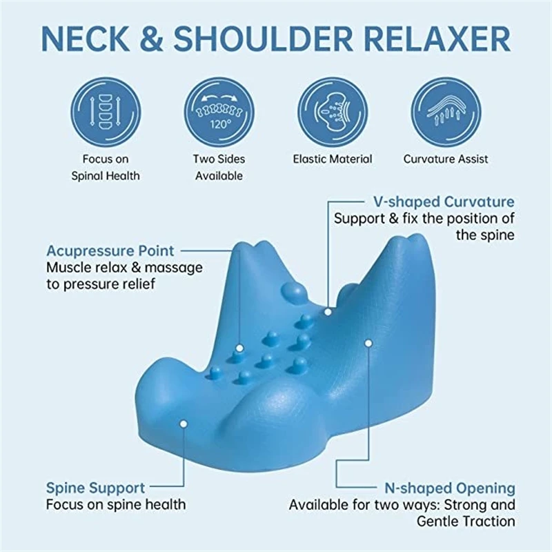 Imagem -04 - Cabeça Pescoço Azul Massagem Travesseiro para Relaxador Ombro Músculo Portátil Viagem Coluna Cervical Suporte Terapêutico Soft pu Almofadas