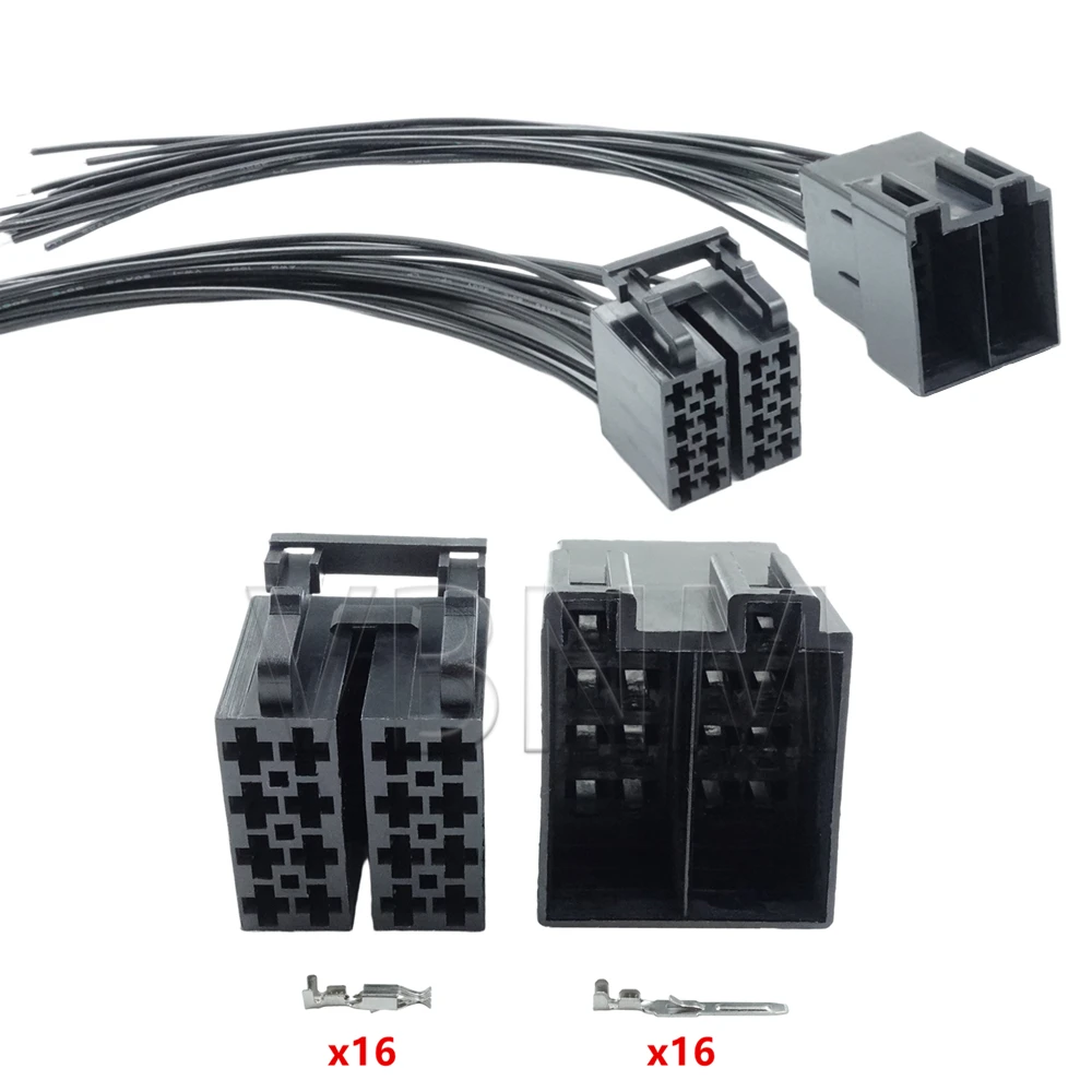 16 Pin AC Assembly Automotive ISO Unsealed Connector With Auto Audio Wire Harness Socket Car Male Female Docking Plug