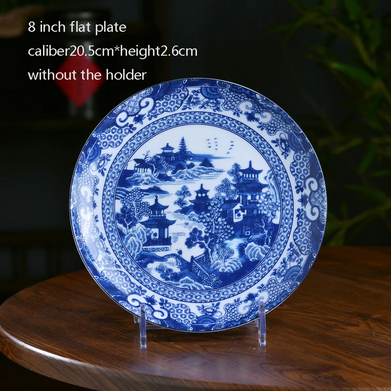 4/6/8/10 inch Jingdezhen Blue and White Porcelain Ceramic Dinner Plates Chinese Household Round Food Plate Small Dish Tableware